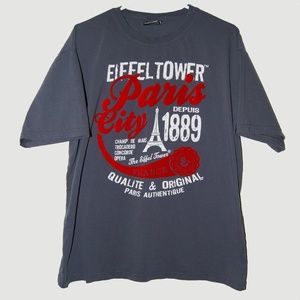Paris - Gray & Red Velvet Eiffel Tower France Tee